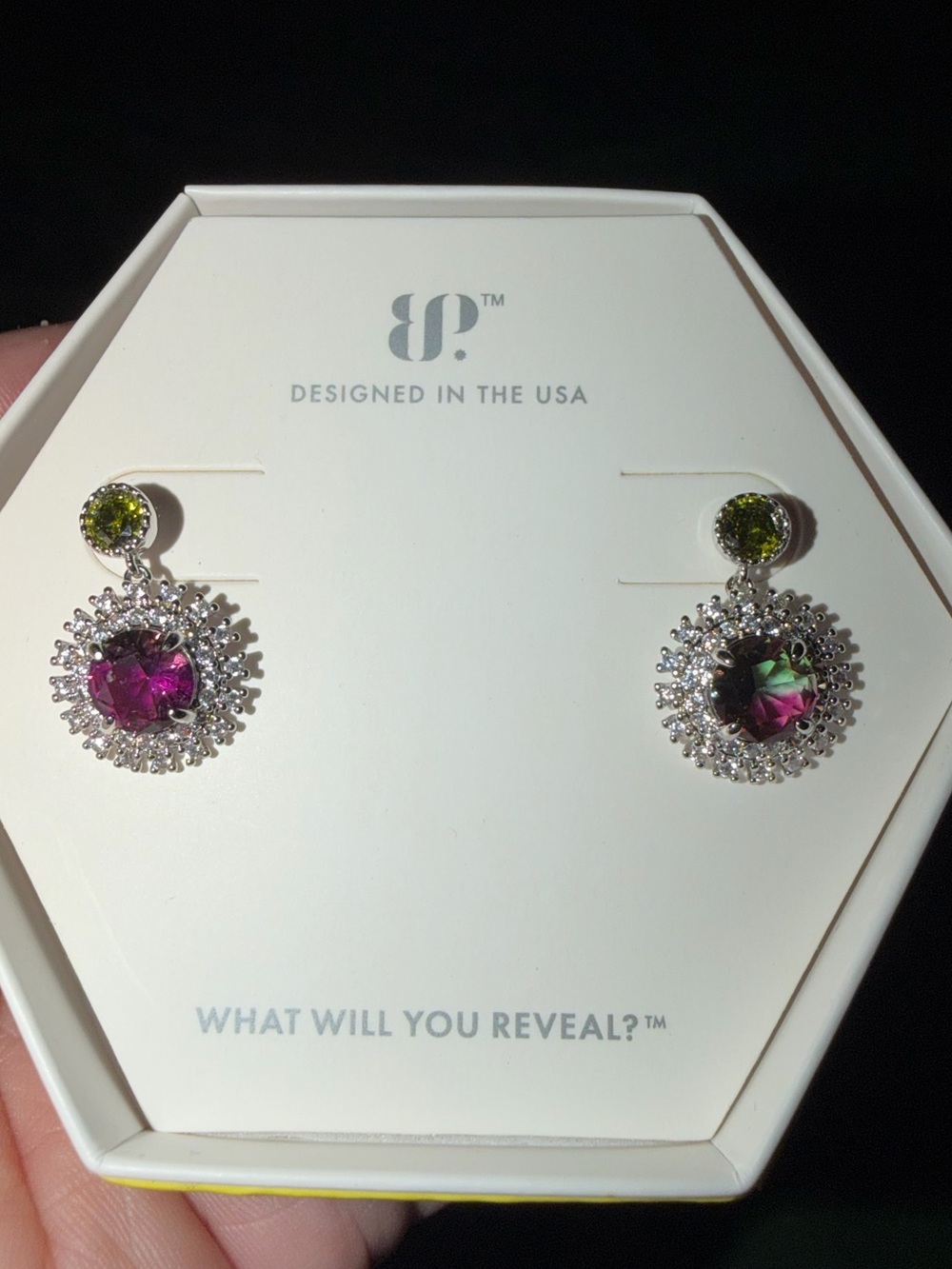 BP RETRO Earrings-Dazzle Me Darling Green Purple Bicolor Alexandrite on Rhodium
